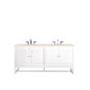 James Martin E645-V72-GW-3EMR Athens 72 Inch Double Vanity Cabinet in Glossy White with 3 CM Eternal Marfil Top