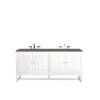 James Martin E645-V72-GW-3GEX Athens 72 Inch Double Vanity Cabinet in Glossy White with 3 CM Grey Expo Quartz Top