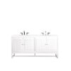 James Martin E645-V72-GW-3WZ Athens 72 Inch Double Vanity Cabinet in Glossy White with 3cm White Zeus Quartz Top