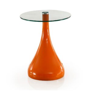 Manhattan Comfort Lava 19.7 in. Orange Glass Top Accent Table