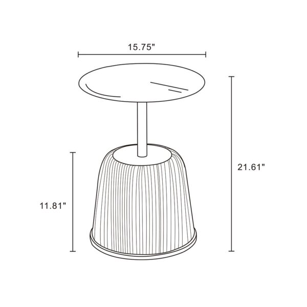 Manhattan Comfort Modern Anderson End Table 1.0 Upholstered in Orange Leatherette with Gold Tabletop