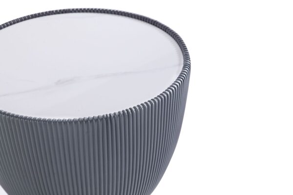 Manhattan Comfort Modern Anderson End Table 2.0 Upholstered in Grey Leatherette with Ceramic Faux Marble Tabletop