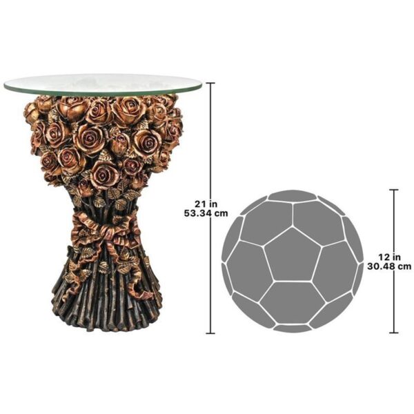 Design Toscano EU9358 18 Inch Table of Roses Glass Topped Table