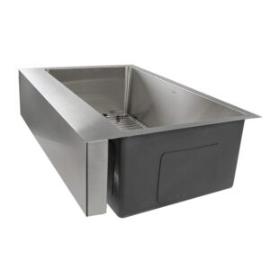 Nantucket Sinks EZApron33-9 Patented Design Pro Series Single Bowl Undermount Stainless Steel Kitchen Sink with 9 Inch Apron Front