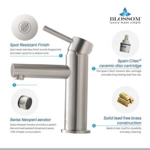 Blossom F01 116 6 7/8 Inch Single Handle Bathroom Faucet