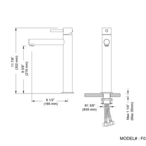 Blossom F01 117 11 7/8 Inch Single Handle Bathroom Faucet