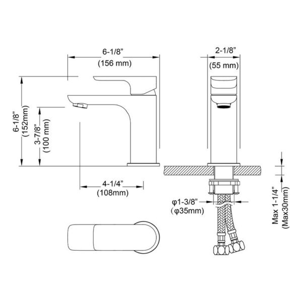 Blossom F01 120 6 1/8 Inch Single Handle Bathroom Faucet