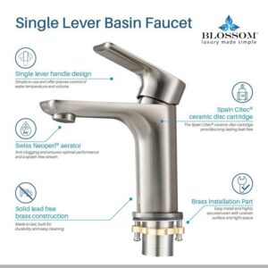 Blossom F01 120 6 1/8 Inch Single Handle Bathroom Faucet