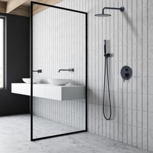 Altair F0117-BSH-MB Herne Complete Shower System with Rough-In Valve with 8 Inch Round Rain Shower Head - Matte Black