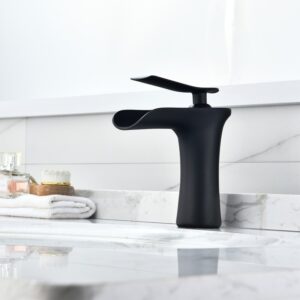 Altair F0511-BAF-MB Mayen 6 1/4 Inch Single Hole Waterfall Bathroom Faucet - Matte Black