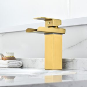 Altair F0611-BAF-BG Sassor 7 Inch Single Hole Waterfall Bathroom Faucet - Brushed Gold