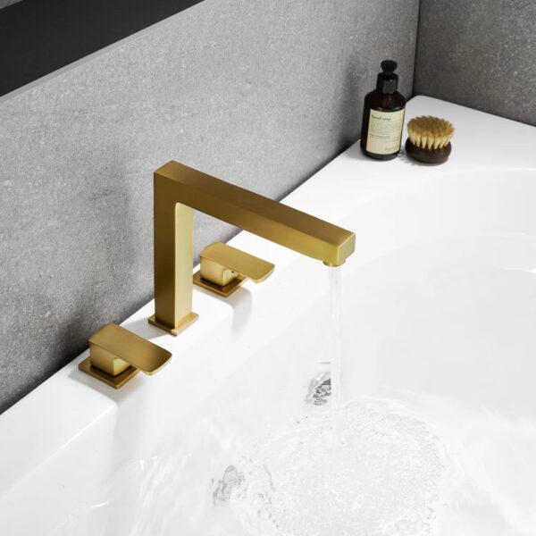 Altair F0723-BTF-BG Calden 8 1/4 Inch Double Handle Deck-Mount Widespread Roman Tub Faucet - Brushed Gold