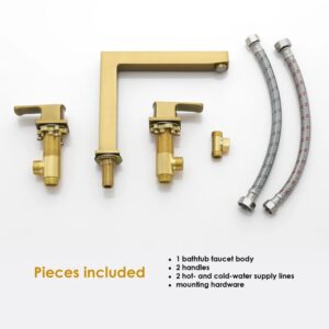 Altair F0723-BTF-BG Calden 8 1/4 Inch Double Handle Deck-Mount Widespread Roman Tub Faucet - Brushed Gold