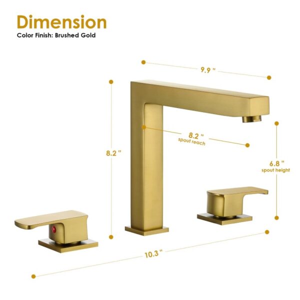 Altair F0723-BTF-BG Calden 8 1/4 Inch Double Handle Deck-Mount Widespread Roman Tub Faucet - Brushed Gold