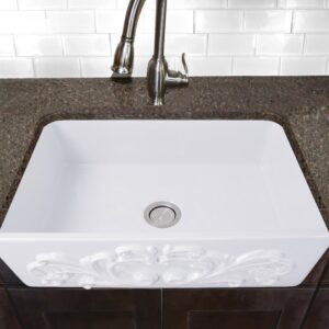 Nantucket Sinks FCFS3020S 30-Inch Farmhouse Fireclay Sink with Filigree Apron