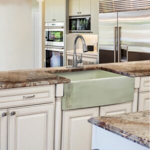 Nantucket Sinks FCFS3020S-ShabbyGreen Vineyard 30 Inch Farmhouse Fireclay Sink in Shabby Green Finish