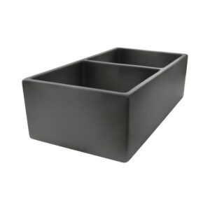 Nantucket FCFS3318D-Concrete Nantucket Sinks Vineyard 33 Inch Double Bowl Farmhouse Fireclay Sink with Concrete Finish