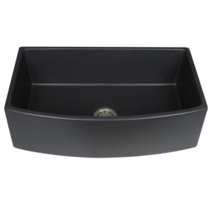 Nantucket Sinks FCFS3320CA-MB Vineyard 33 Inch Single Bowl Fireclay Undermount and Apron Kitchen Sink - Matte Black