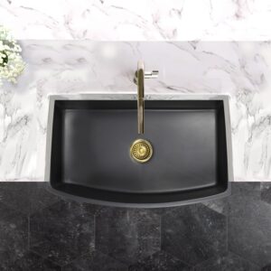 Nantucket Sinks FCFS3320CA-MB Vineyard 33 Inch Single Bowl Fireclay Undermount and Apron Kitchen Sink - Matte Black