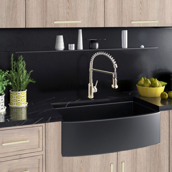 Nantucket Sinks FCFS3320CA-MB Vineyard 33 Inch Single Bowl Fireclay Undermount and Apron Kitchen Sink - Matte Black