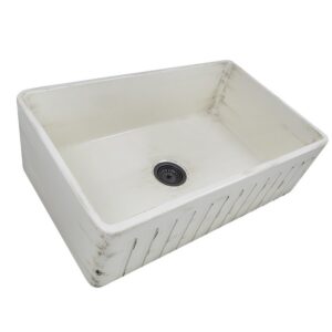 Nantucket Sinks FCFS3320S-ShabbyStraw Vineyard 33 Inch Farmhouse Fireclay Sink in Shabby Straw Finish