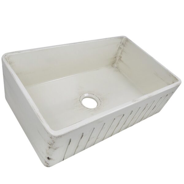 Nantucket Sinks FCFS3320S-ShabbyStraw Vineyard 33 Inch Farmhouse Fireclay Sink in Shabby Straw Finish