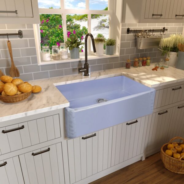 Nantucket Sinks FCFS3320S-ShabbySugar Vineyard 33 Inch Farmhouse Fireclay Sink in Shabby Sugar Finish