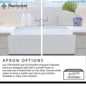 Nantucket Sinks FCFS3020S-ShabbySugar Vineyard 30 Inch Farmhouse Fireclay Sink in Shabby Sugar Finish