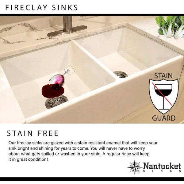 Nantucket Sinks Hyannis-24 Fireclay Farmhouse 24 Inch Apron Sink