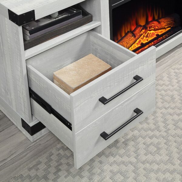 Manhattan Comfort Richmond 60" Fireplace with 2 Drawers and 2 Shelves in Grey