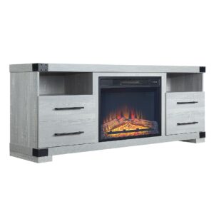 Manhattan Comfort Richmond 60" Fireplace with 2 Drawers and 2 Shelves in Grey