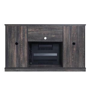 Manhattan Comfort Myrtle 60" Fireplace with 2 Sliding Doors and Media Wire Management in Heavy Brown