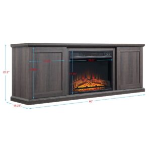 Manhattan Comfort Franklin 60" Fireplace with 2 Doors in Heavy Brown