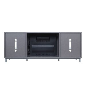 Manhattan Comfort Brighton 60" Fireplace with Glass Shelves and Media Wire Management in Grey