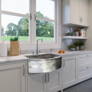 Nantucket Sinks FSSH3322 33 Inch Hand-Hammered Stainless Steel Farmhouse Apron Kitchen Sink