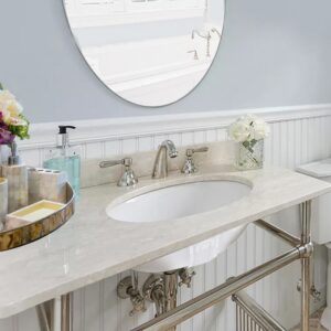 Nantucket Sinks GB-15x12-W Great Point 15 x 15 Inch Glazed Bottom Undermount Oval Ceramic Sink In White