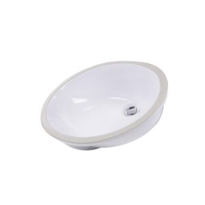 Nantucket Sinks GB-15x12-W Great Point 15 x 15 Inch Glazed Bottom Undermount Oval Ceramic Sink In White