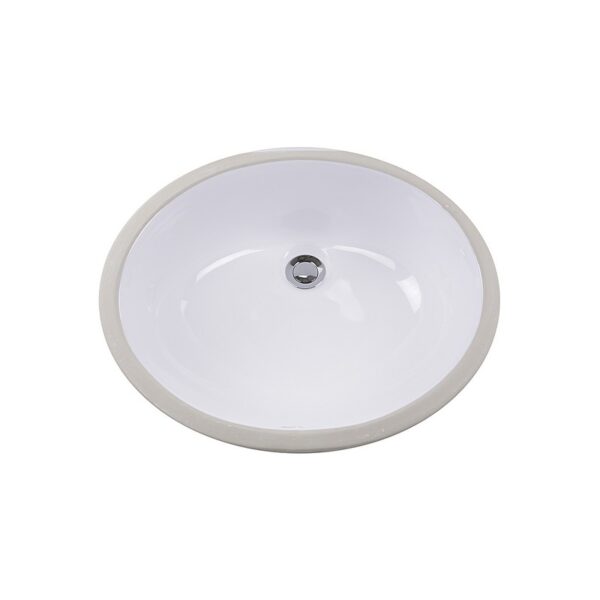 Nantucket Sinks GB-15x12-W Great Point 15 x 15 Inch Glazed Bottom Undermount Oval Ceramic Sink In White