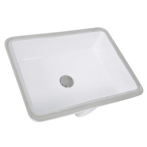 Nantucket Sinks GB-17x13-W 19.5 Inch Glazed Bottom Undermount Rectangle Ceramic Sink In White