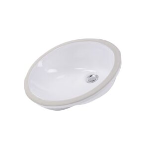 Nantucket Sinks GB-17x14-W Great Point 19.25 Inch Glazed Bottom Undermount Oval Ceramic Sink In White