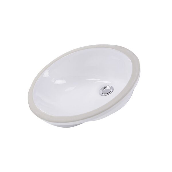 Nantucket Sinks GB-17x14-W Great Point 19.25 Inch Glazed Bottom Undermount Oval Ceramic Sink In White