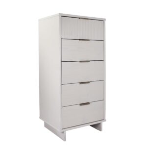 Manhattan Comfort 2-Piece Granville Modern Solid Wood Tall Narrow and Standard Dresser Set in White