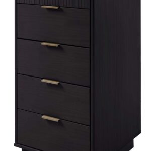 Manhattan Comfort 2-Piece Granville Modern Solid Wood Tall Narrow and Standard Dresser Set in Black