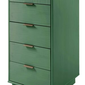 Manhattan Comfort 2-Piece Granville Modern Solid Wood Tall Narrow and Standard Dresser Set in Sage Green