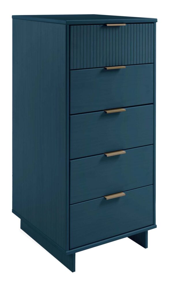 Manhattan Comfort 2-Piece Granville Modern Solid Wood Tall Narrow and Standard Dresser Set in Midnight Blue