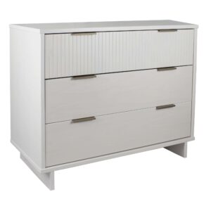 Manhattan Comfort 2-Piece Granville Modern Solid Wood Tall Chest and Standard Dresser Set in White