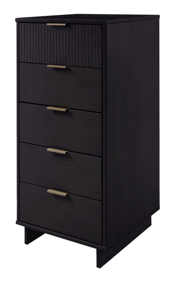 Manhattan Comfort 3-Piece Granville Modern Solid Wood Tall Narrow Chest, Double Dresser Set and Standard Dresser Set in Black