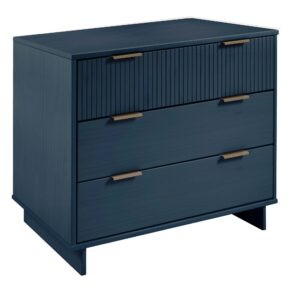 Manhattan Comfort 2-Piece Granville Modern Solid Wood Standard Dresser and Nightstand Set in Midnight Blue