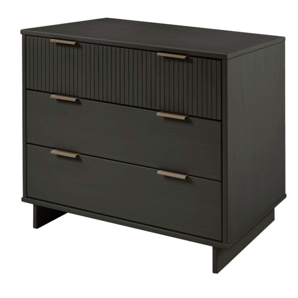 Manhattan Comfort 2-Piece Granville Modern Solid Wood Standard Dresser and Nightstand Set in Dark Grey