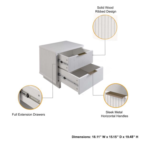 Manhattan Comfort 3-Piece Granville Modern Solid Wood Standard Dresser, Tall Narrow Chest and Nightstand Set in White